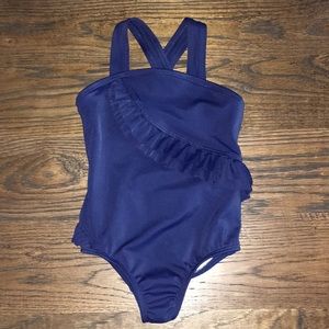 Like New Lands End Navy Ruffle Swimsuit 2T 3T
